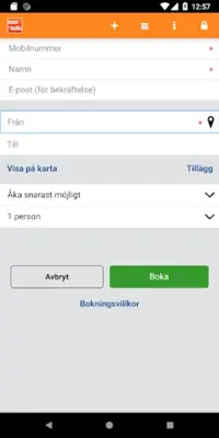 Taxibokning android App screenshot 3